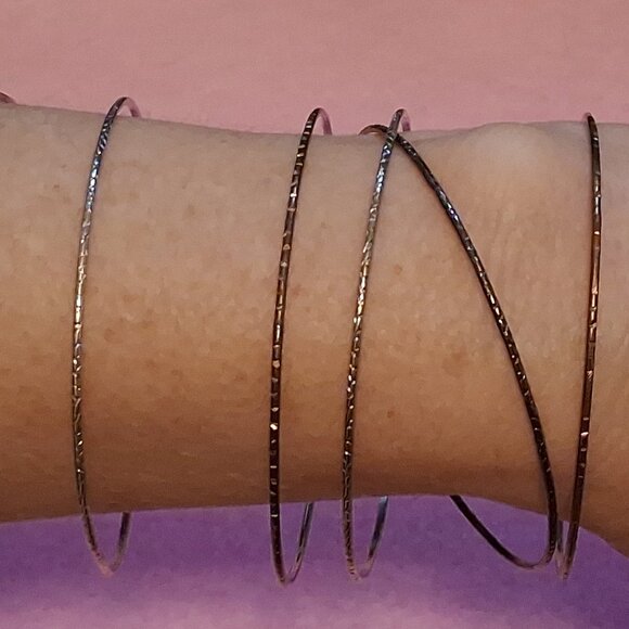 Bangle Bracelets -- Set of 7  --  2 3/4" Diameter -- Light & Dark Tones - Picture 6 of 12